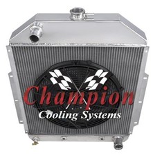 Qr Champion 4 Row Radiator Chevy Conversion 16 Fan For 1942 - 1952 Ford Truck Qr Champion 4 Row Radiator Chevy Conversion 16 Fan For 1942 - 1952 Ford Truck