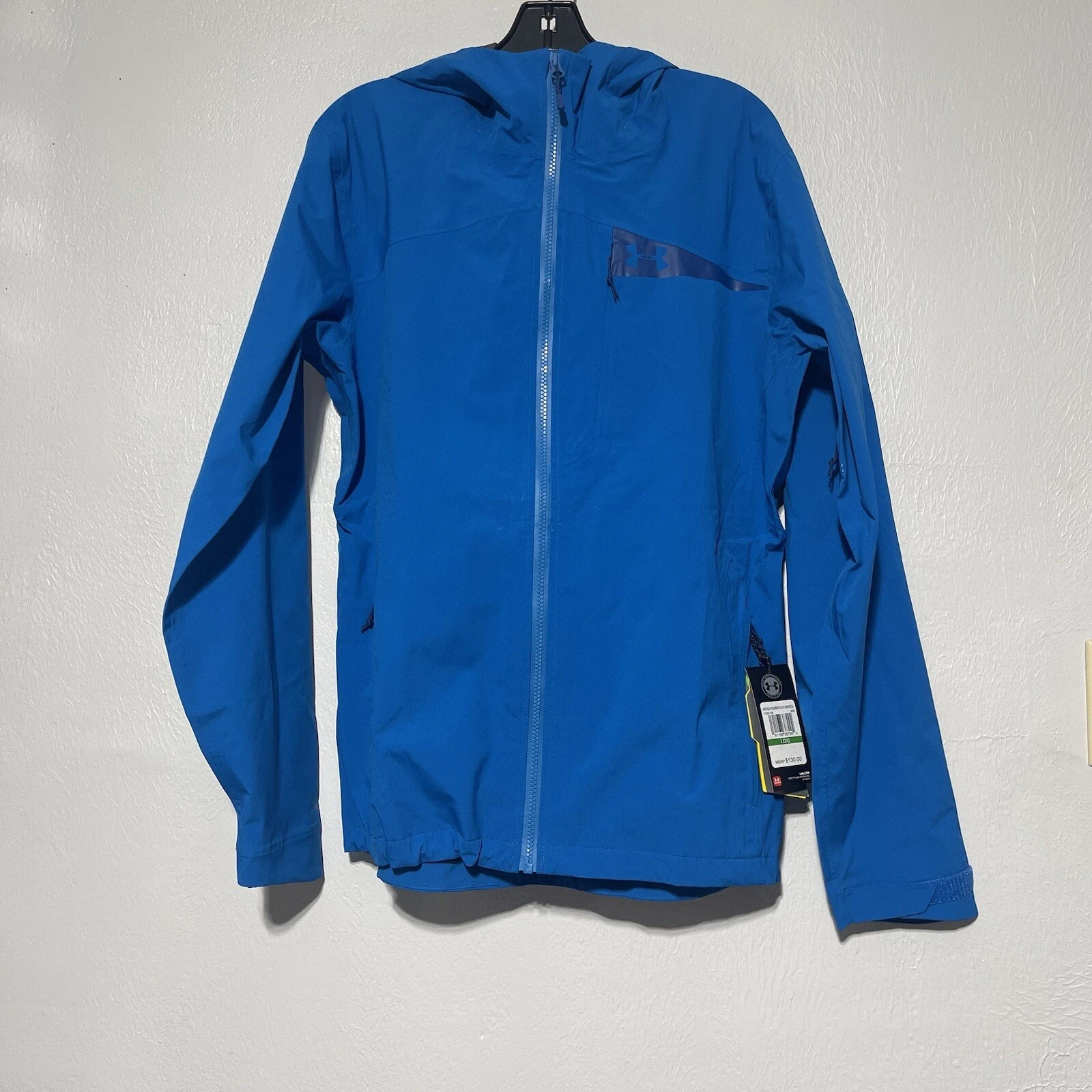 Under Armour Storm Blue UA Trektic Zip Front Hooded Rain Jacket Men's Sz Large