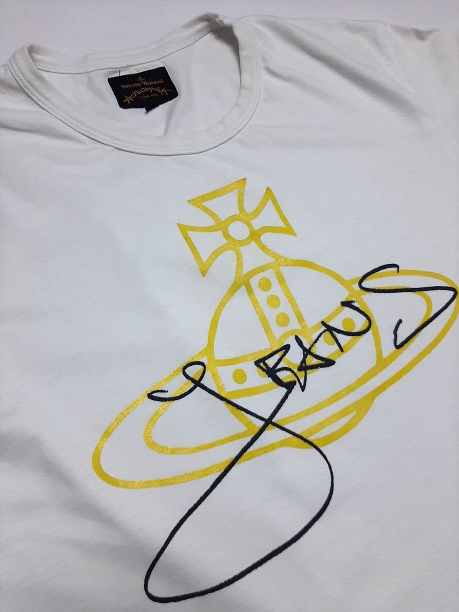 Vivienne Westwood Anglomania Classic Gold Foil Jeans Orb White Tee
