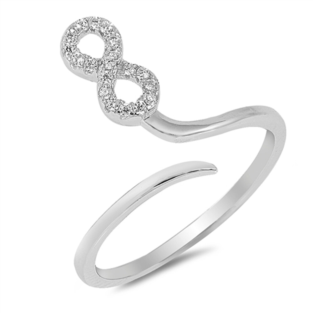 Sterling Silver Infinity Knot Ring With White CZ Stones – Criss Cross Design, .925 Silver Band, Sizes 4–10 - View #8