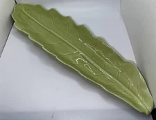 Barbara Eigler Ceramic Celery Olive Serving Tray Dish Green Leaf Portugal