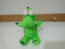 VTG Nylon Alligator Dragon Dinosaur Plush Stuffed Animal Papel Big Red Eyes Cute