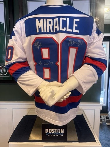 1980 USA OLYMPIC HOCKEY AUTOGRAPHED JERSEY MULTIPLE SIGNATURES & JSA Eruzione