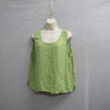 White Stage Womens Top Shirt X Large Green Sleeveless Pullover Round Neck Rayoon