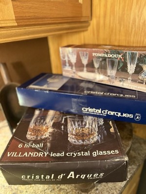 3-Sets of Cristal d'Arques Villandry, Longchamp, Pompadour Crystal Glasses Sets 