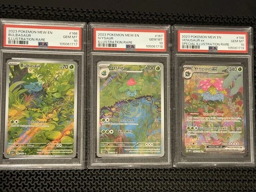 Pokémon 151 Bulbasaur Ivysaur Venasaur EX PSA 10 Sequential ID/Art Set of 3