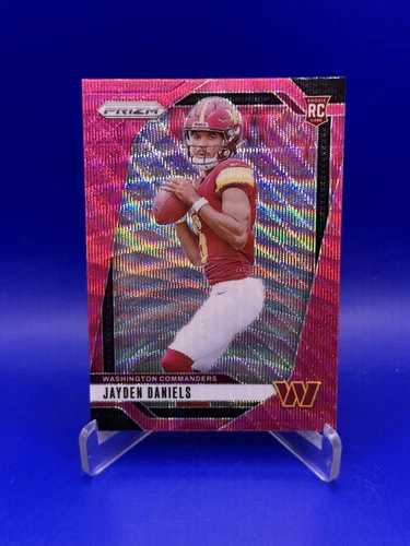 Jayden Daniels 2024 Panini Prizm #347 Pink Wave Prizm SP Rookie Commanders