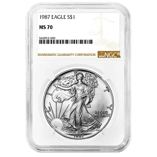 1987 $1 American Silver Eagle NGC MS70 Brown Label