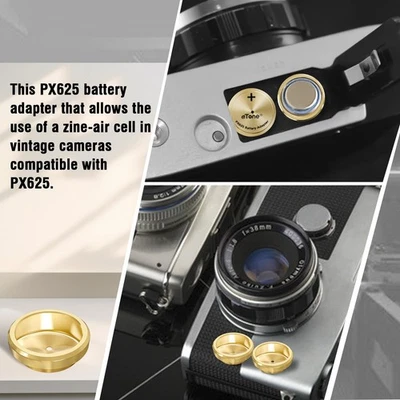ETONE Adattatore batteria metallo ottone 2 pezzi per fotocamera pellicola esposimetro MR-9 PX625 PX13