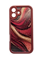 iPhone 16 Plus Phone Case Red Wine and Sand Shockproof Soft TPU Cover Burgundy