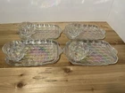 Vintage Federal Glass Yorktown Snack Iridescent Carnival Cups &Plates. Set of 4