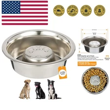 Stainless Steel Slow Feed Dog Bowl for Fast Eating Large Breed, Metal Slow Fe...
