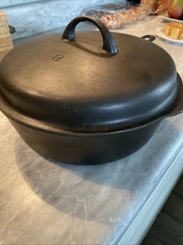 Griswold Iron Mountain Chicken Pan No. 8  Deep Skillet 1034 & Lid 1035 Cast Iron
