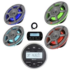 JBL Marine Gauge BT Radio,Remote,Ext, Cable, 2x 6.5" 2x 8" LED Speaker