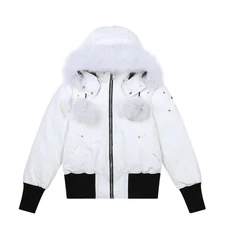 Moose Knuckles men's and women's fringed collar hooded down jacket NEW*-/