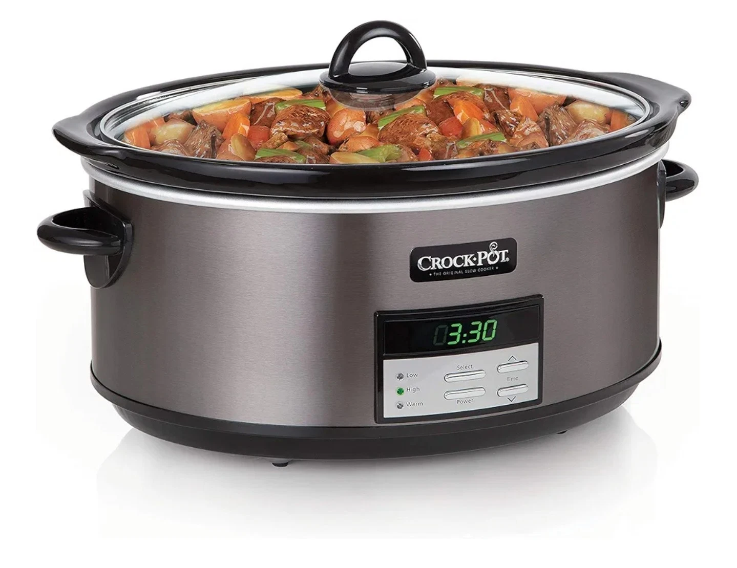 Crock-Pot Large 8-Quart Programmable Slow Cooker with Auto Warm Setting Black