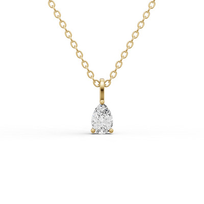 14K Gelbgold 0,25CT Lab Grown Birnenform Diamant Solitär Anhänger mit Kaution