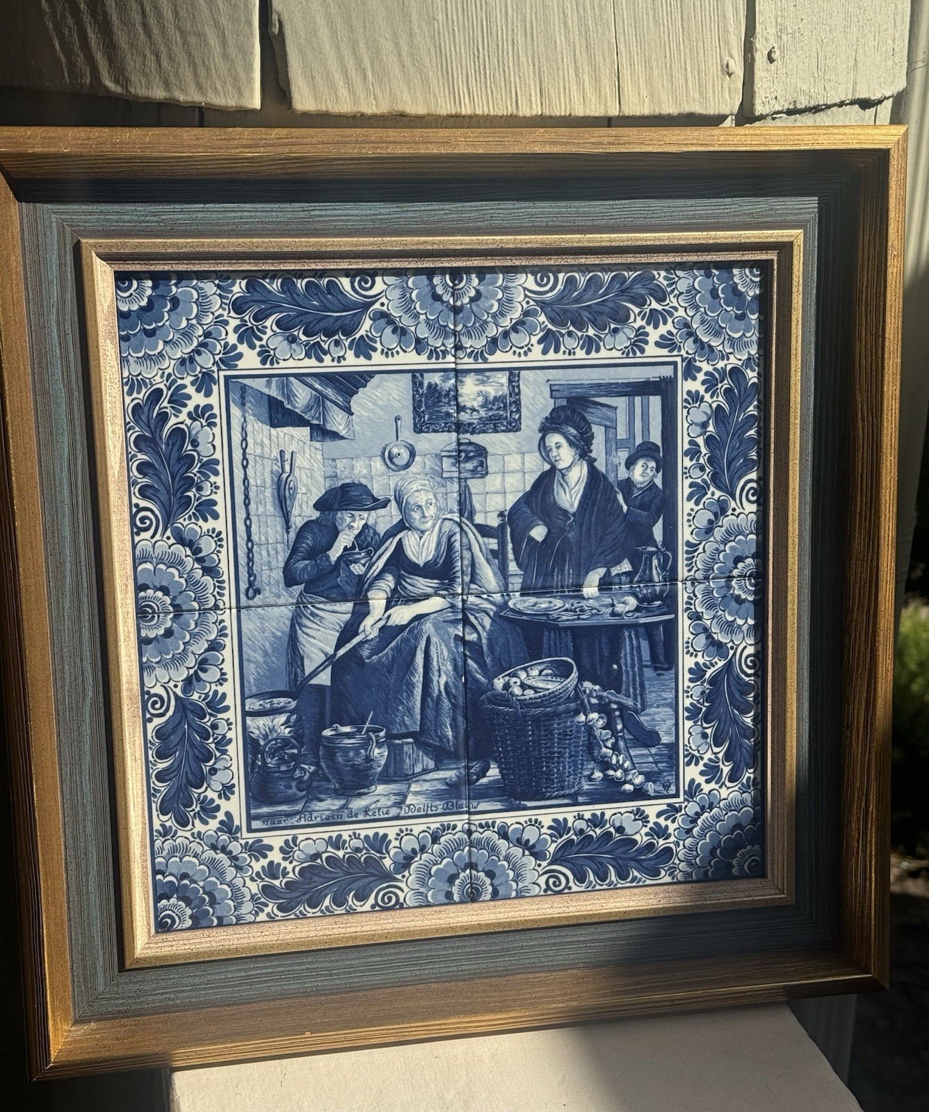 Rare Delft Blauw “Women Making Pancakes“ naar Adriaen De Lelie “De Keuken” READ