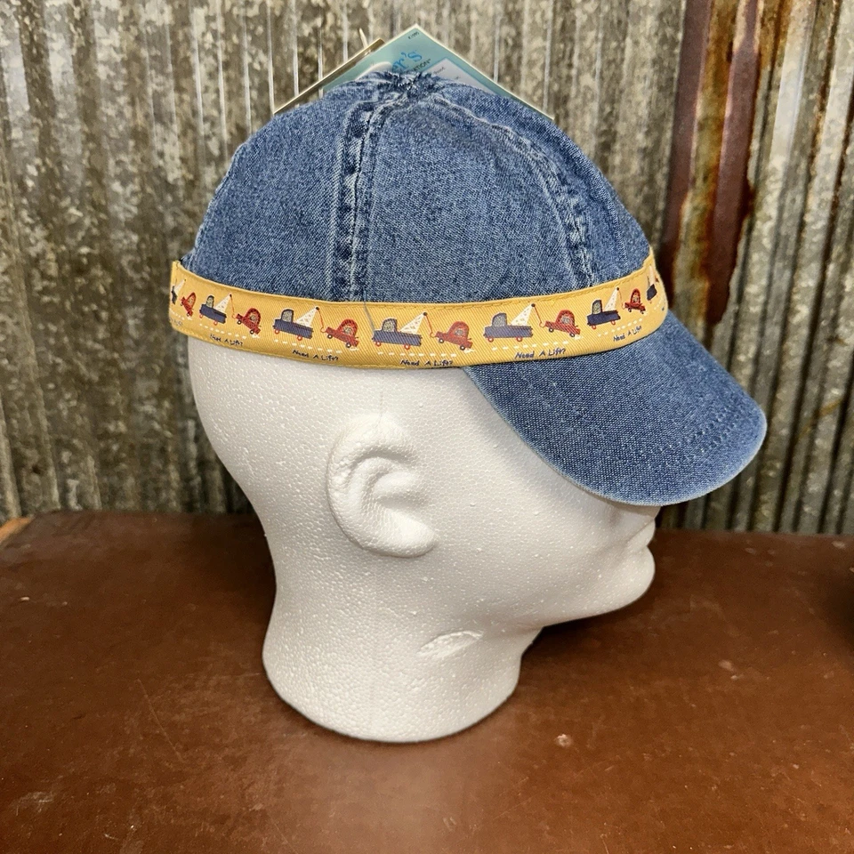 De colección Años 90 Carters Bebé Denim Gorra de Béisbol Gorra 12-24 Meses Coches Espalda Elástica Foto 2 de 4