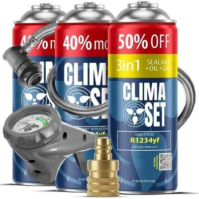 CLIMA SET 3in1 R1234yf + 2× R1234yf Set mit Füllschlauch und YF-Adapter