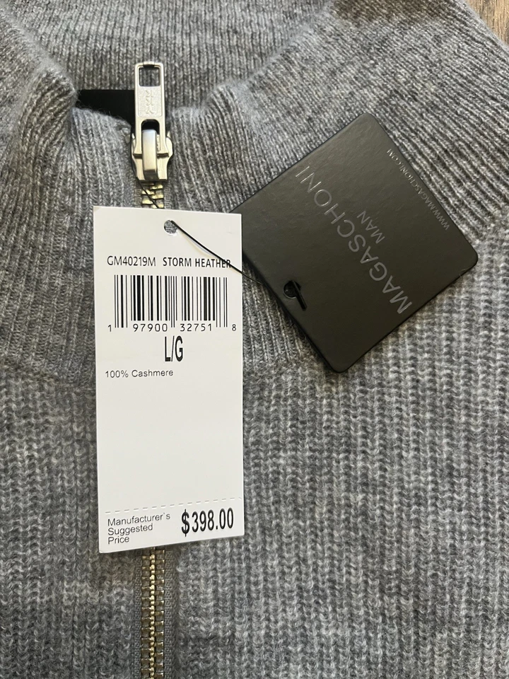 Cárdigan MAGASCHONI 100 % cachemir cremallera completa bolsillos tormenta brezo L $398 Foto 2 de 4