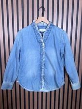 Isabel Etoile Marant Jean Shirt 38 / M Women Blue Ruffle Trim Acid Wash Denim