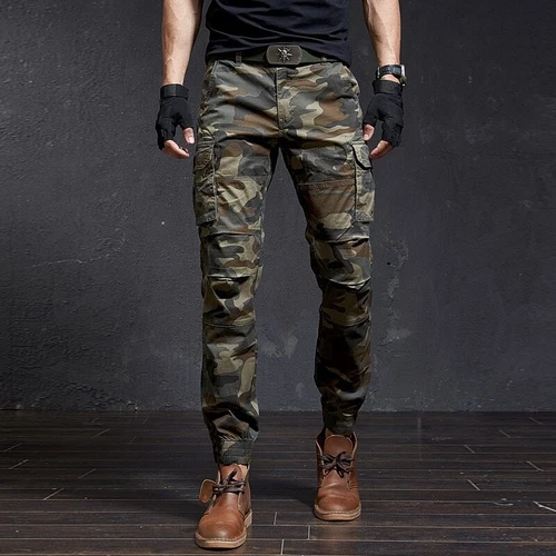 Hochwertige Slim Fit Camouflage Freizeit Cargohose Streetwear Hose für Herren - Bild 4 von 27
