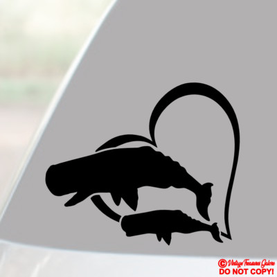 WHALE HEART Vinyl Decal Sticker Car Window Wall Bumper OCEAN LOVE SPERM CALF JDM