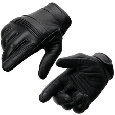 Milwaukee Leather 7535 Men's Black Leather Motorcycle Riding Gloves w/ Gel Palm