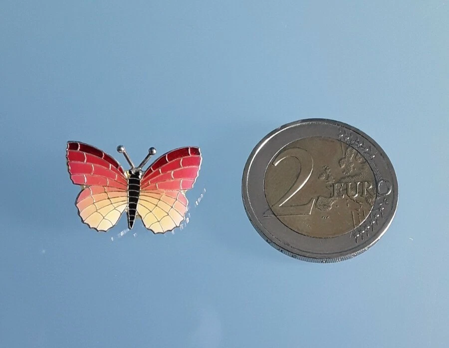 "GIORGI", spilla vintage - Farfalla, argento 800, smalti colorati. - Immagine 3 di 4