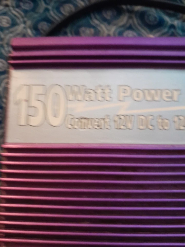 150 Watt Power Inverter Convert 12v DC To 120v AC Purple - Image 2 of 4