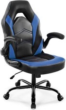 Blue PU Leather Gaming Chair Ergonomic Computer Executive Adjustable Desk Chairs