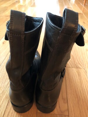 BELSTAFF Black DISTRESSED LEATHER SHORT Moto BIKER BOOTS  display picture 1