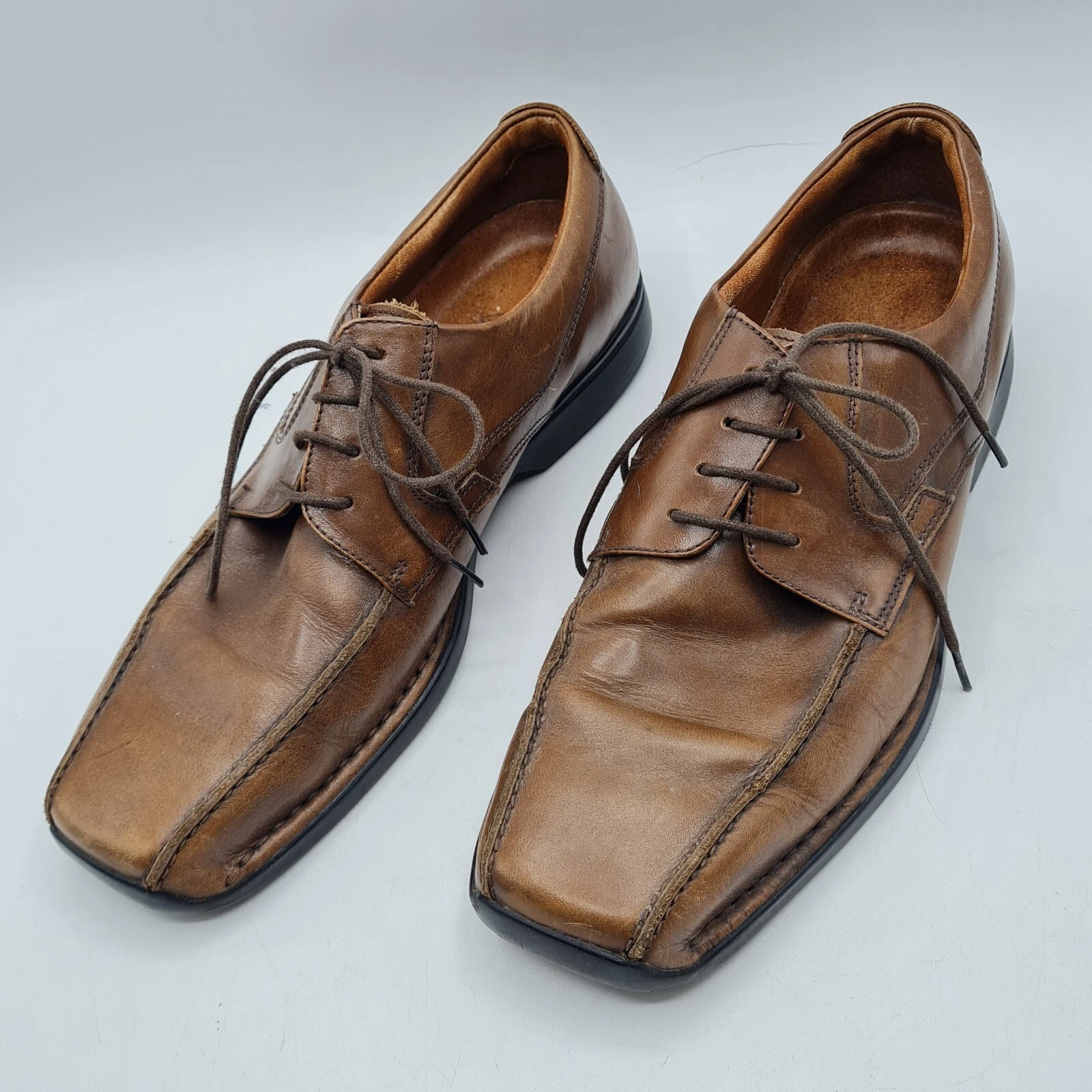 Scarpe Clarks Uomo UK 8 Adulto Marrone Marrone Marrone Pelle Stringate Scarpe Casual