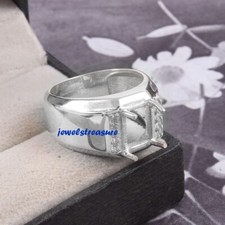 Men's Ring Stone Setting Size 6X8 MM Octagon Shape 925 Sterling Silver Jewelry