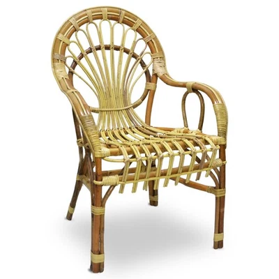 OKAFFAREFATTO Poltrona sedia Malacca bassa in legno di bambù e giunco intrecciato a mano