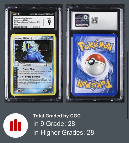 Team Aqua's Walrein 6/95 Team Magma vs Team Aqua Holo Rare 2004 CGC 9 MINT