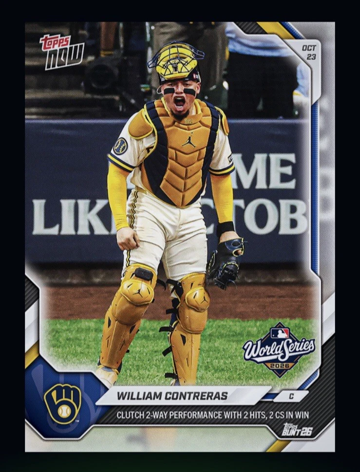 Bolso de mano 2026 TOPPS NOW-WS 2 hits/2 CS - WILLIAM CONTRERAS (tarjeta digital totalmente colorida Topps