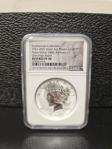 2021 Smithsonian Peace Dollar 100th Anniversary UHR 2oz Silver NGC Rev PF70