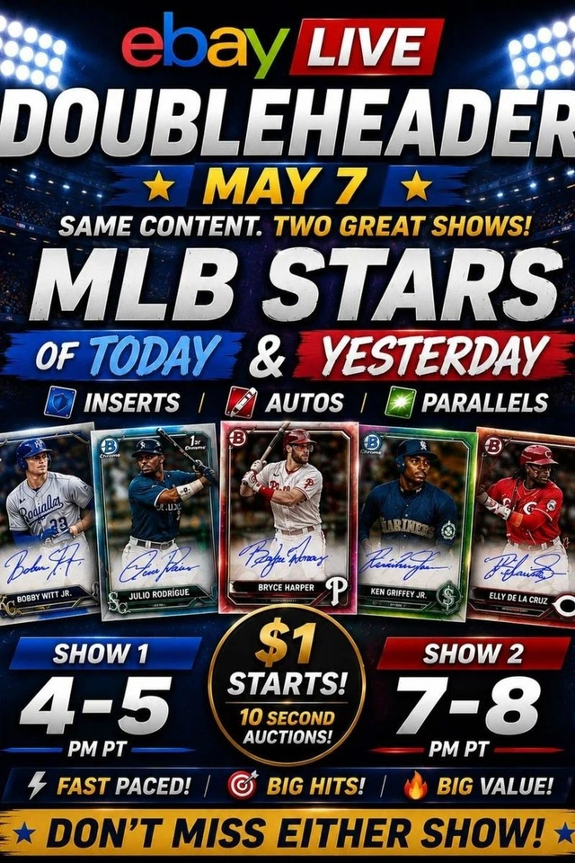 Doubleheader (Stream 2)! MLB Autos, Color, Inserts. $1 starts.