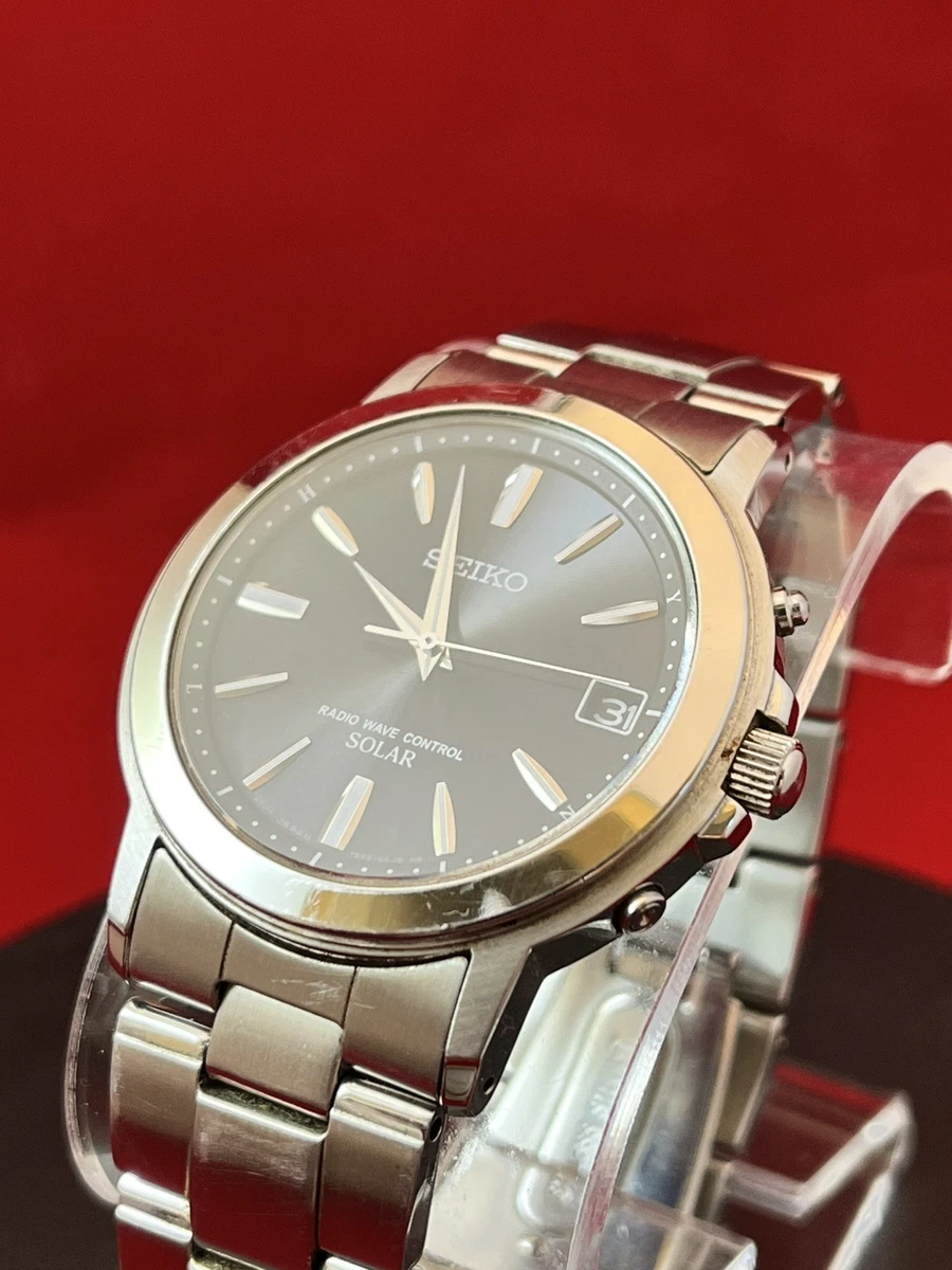 SEIKO Radiowave Control Solar 腕時計 SEIKO Radio Wave Control Solar Men's Watch 38mm Black Dial 7B52