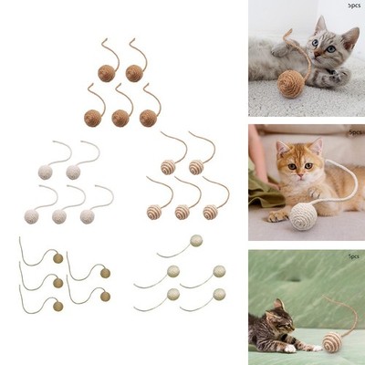 5x Cat Sisal Rope Ball Toys Pets Interactive Toy Self Play Long Rope Teasers