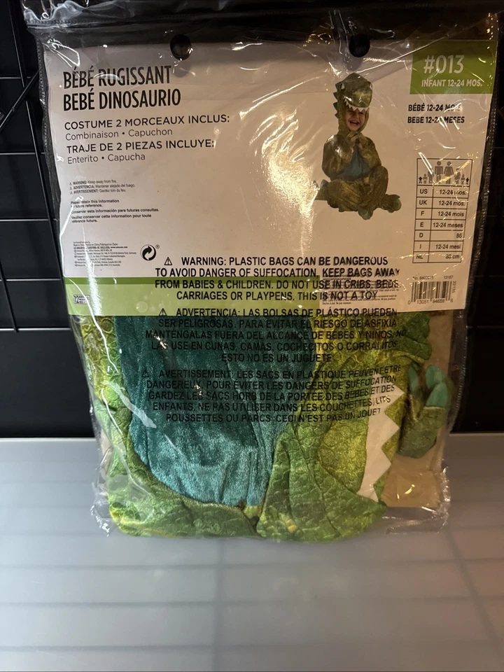Disfraz de Halloween para bebé dinosaurio, verde y azul “Baby Roar” Foto 4 de 4