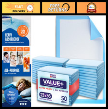 Disposable Underpads 23x36" - 50-Pack Absorbent Chux Pads for Incontinence, Bed