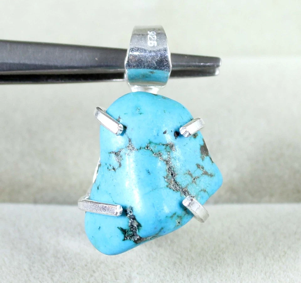 Colgante natural Arizona azul turquesa 15,50 quilates/17 mm piedra preciosa certificado en bruto Foto 4 de 4