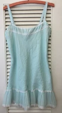 Victoria Secret Angels Blue Babydoll Medium Sheer Slip Nightie Ruffle Coquette