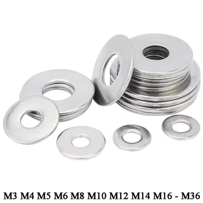 GOO BETTTER Arandelas planas M3 - M36 arandelas planas A2 de acero inoxidable forma A arandelas planas lisas DIN125
