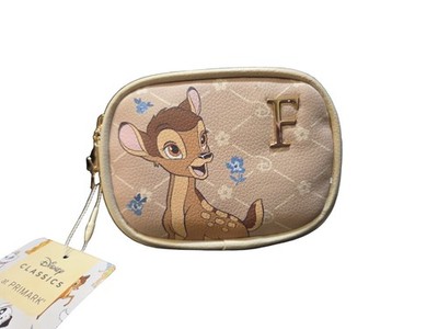Disney x Primark Bambi INITIAL F Coin Purse Butterfly Zipper Pull NEW