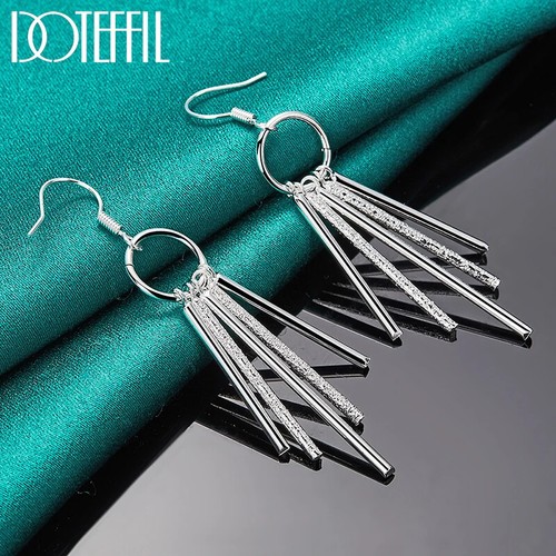 DOTEFFIL 925 Sterling Silver Tassel Earrings For Charm Women Jewelry Fashion - Picture 2 of 6