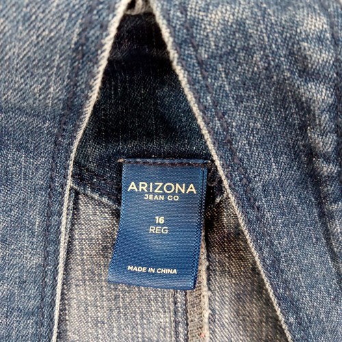 Arizona Jeans Overall Cutoffs Girls 16 Regular Denim Blue Stretch - Picture 9 of 11